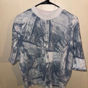 Stylish Blue Denim Print Top
